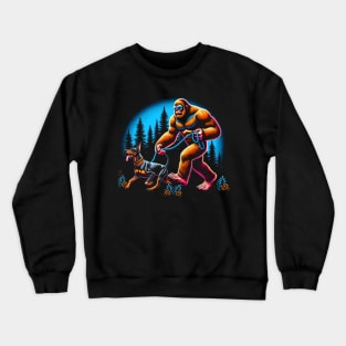 Bigfoot Walking Doberman Pinscher Dog Tee for Lovers of Sleek Dogs Crewneck Sweatshirt